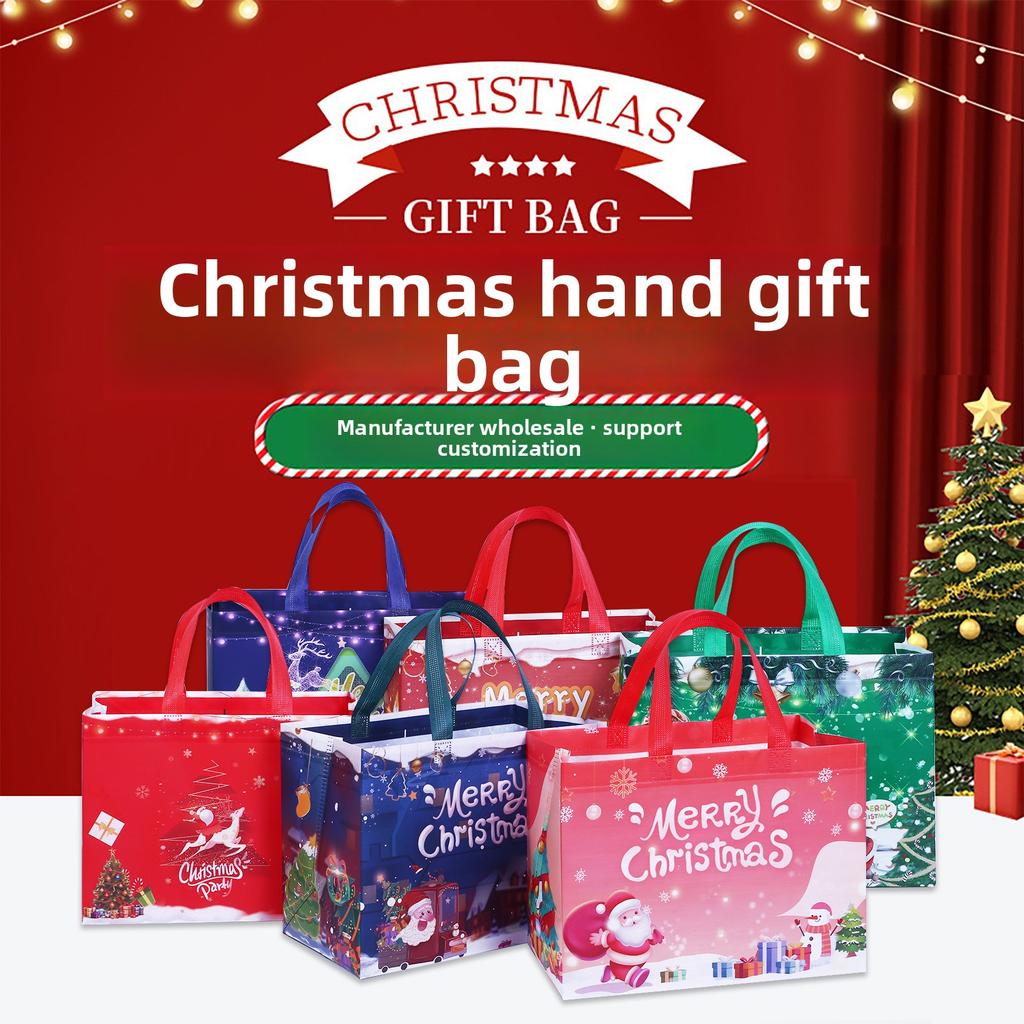 Christmas Themed Non-Woven Reusable Shopping Bag with Heat Transfer Printing