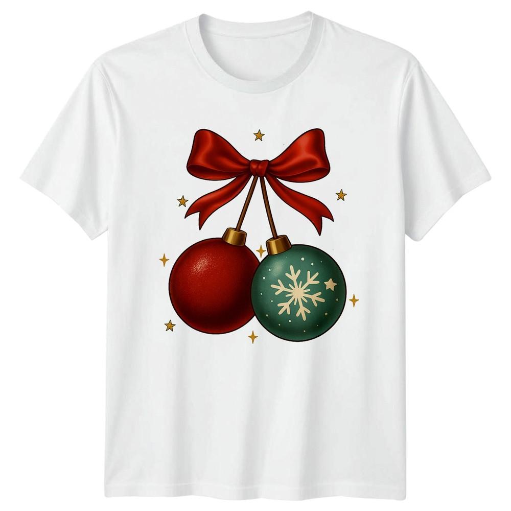 Christmas OrnaUnisexts Holiday Red Bow Unisexs Unisexs Graphic Tee S
