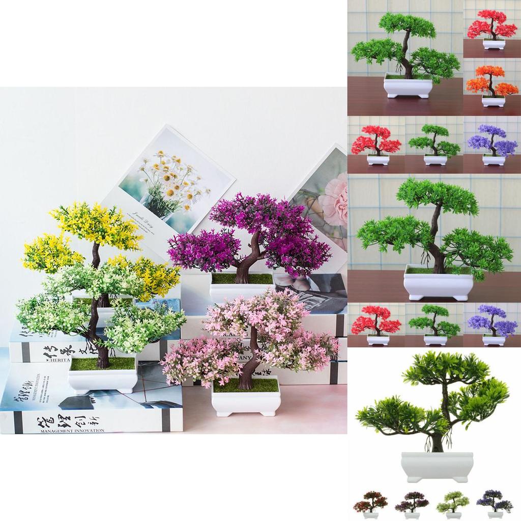 Lifelike Bonsai Simulation Artificial Plants In Chic Pots For Home And Office Decor