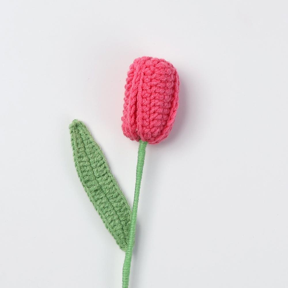 Kreative Fertig gestrickte Tulpen Blume Handgehäkelte Blumen Künstliche Blumenpflanzen Fertiger Strauß Strickblume