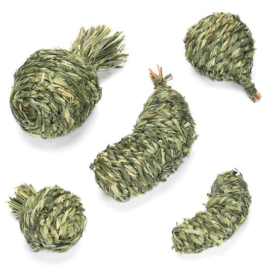 Pet Chew Toy Fruit Shape Natural Grass Relieve Boredom Rabbit Hamster Chinchilla Guinea Pig Squirrel Gerbil Teeth Cleaning Toy Pet Supplies