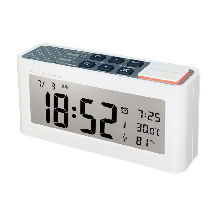 Digitaler Wecker für Schlafzimmer Schreibtisch mit klarer Zeit Datums Tagesanzeige, Raumklima-Bildschirm, Batteriebetriebene Uhr mit Lampenzugang und Alarm-Pause