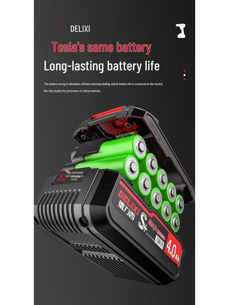 Delixi Brushless Lithium Electric Hand Drill - Pistol Grip for Household Wall Drilling and Impact Holes