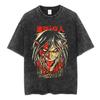 Anime Attack on Titan Washed T Shirt Men Cotton Casual Short Sleeve T-shirt Manga Levi Ackerman Oversized T-shirts Streetwear