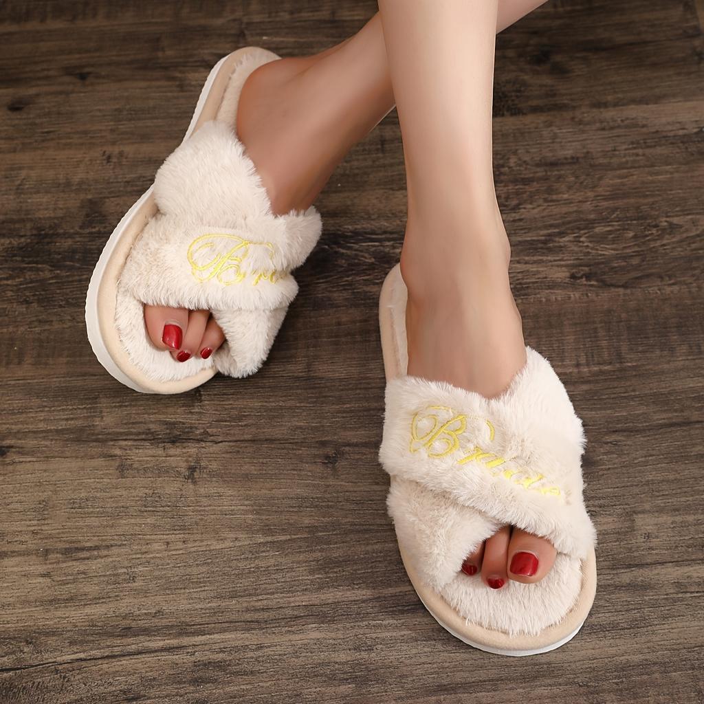 Women's Plush Fuzzy Slip-On Moccasin Slippers with Plush Lining & Arch - All-Season Soft Sole, Beige/Brown/ Indoor House Shoes for Home