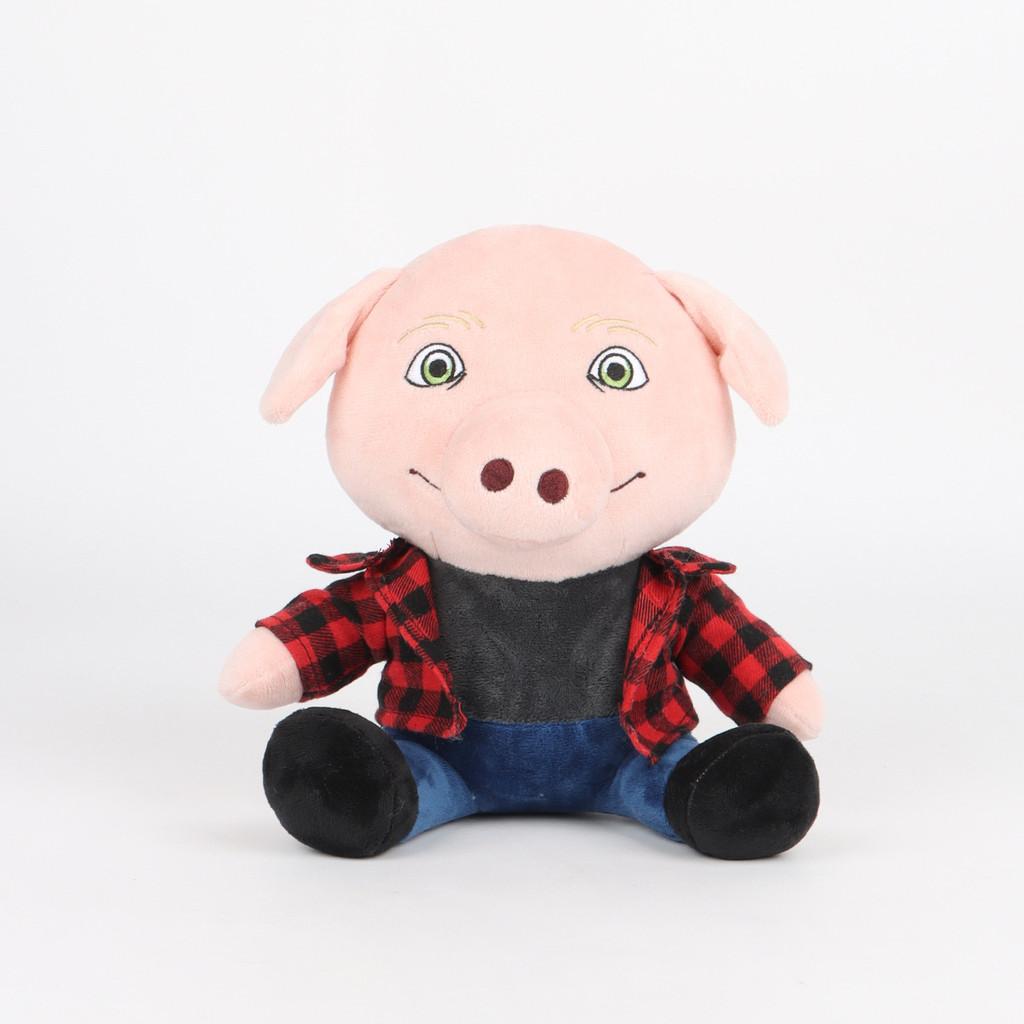 

John Spoof Pork Parodies Pig Headed Human Plush Toy Checkered Design Shirt
