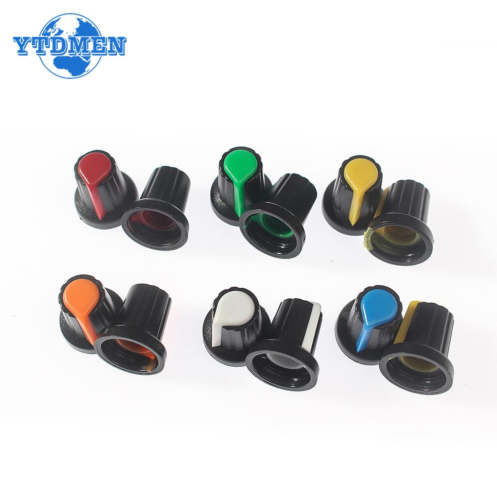 5-30PCS Potentiometer Knobs 15X17mm 6mm WH148 Potentiometer B10K Color Knob Cap Yellow Orange Blue White Red Green