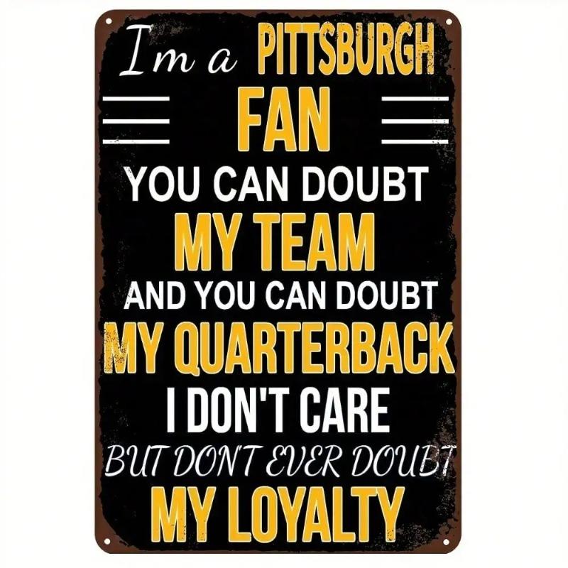 Vintage Pittsburgh Sports Metal Wall Art Sign Fan Decor Team Pride 20x30cm
