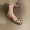 2025 New Metal French Square Buckle Light Mouth Single Shoes Women's Thick Heel Square Head Play Fairy Style Mary Jane Commuter Shoes