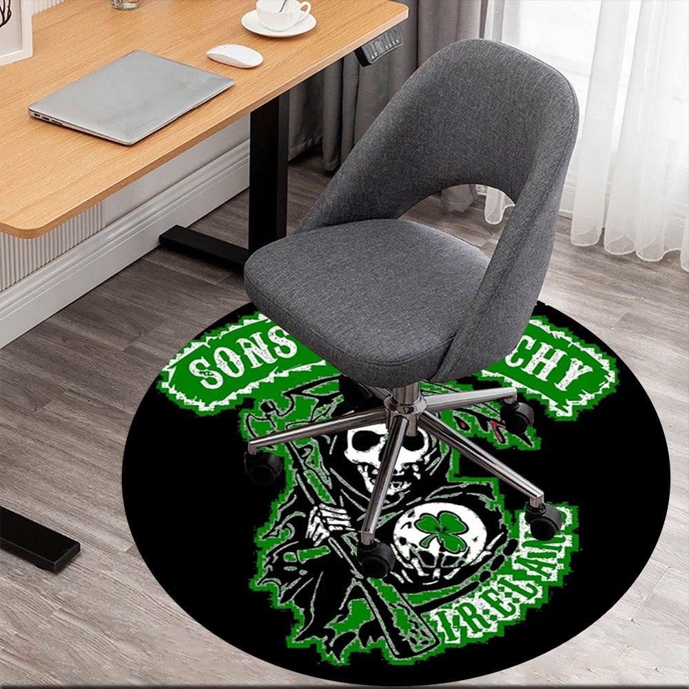 Sons of Anarchy Ireland Sticker Decal Motorcycle Club MC Reaper CloverRound Non-Slip chair mat chair carpet for office Rugs for Office Decor Gift For 80cm by 80cm
