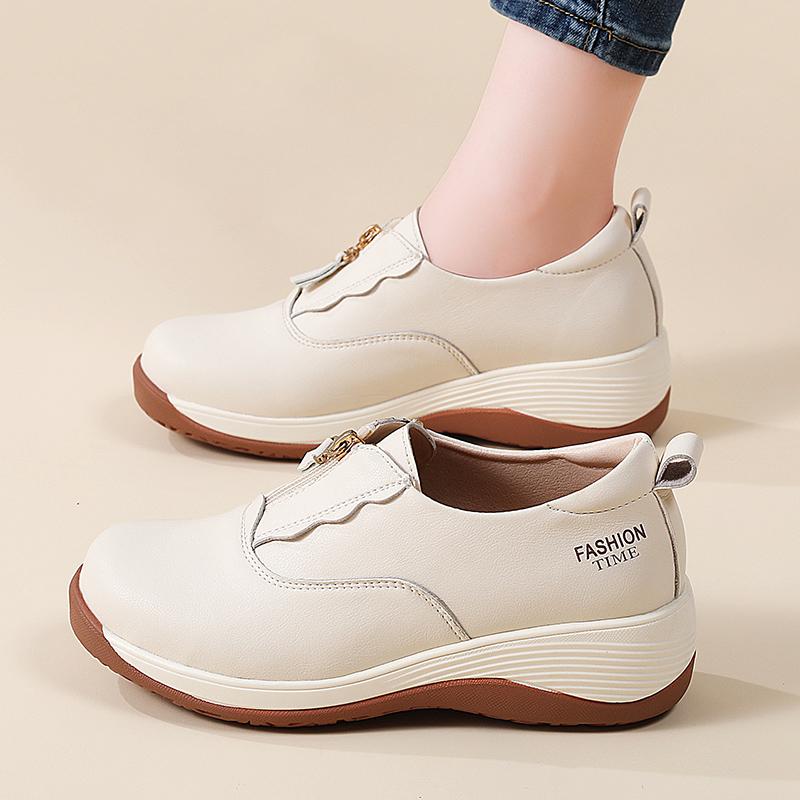 Damen Plateau Loafers Mokassins Casual Slipper Dicke Sohle Elevator Shake Schuhe für Mutter Übergröße