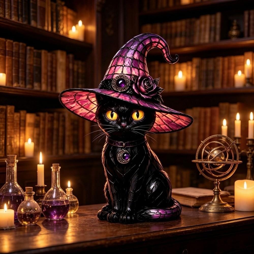 Domácí dekorace Halloweenská lampa Kočka Pták Klobouk čarodějnice Lampa Domácí ozdoby Stolní světla Noční stolek