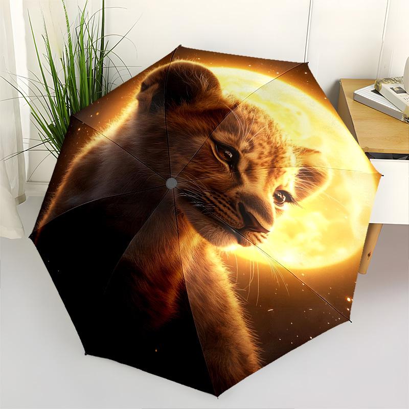 

Lion Cub, Moonlit Night- Automatic Umbrella, Four Seasons Portable Folding Umbrella, Suitable for Men and Women, Travel, Daily Compact Umbre