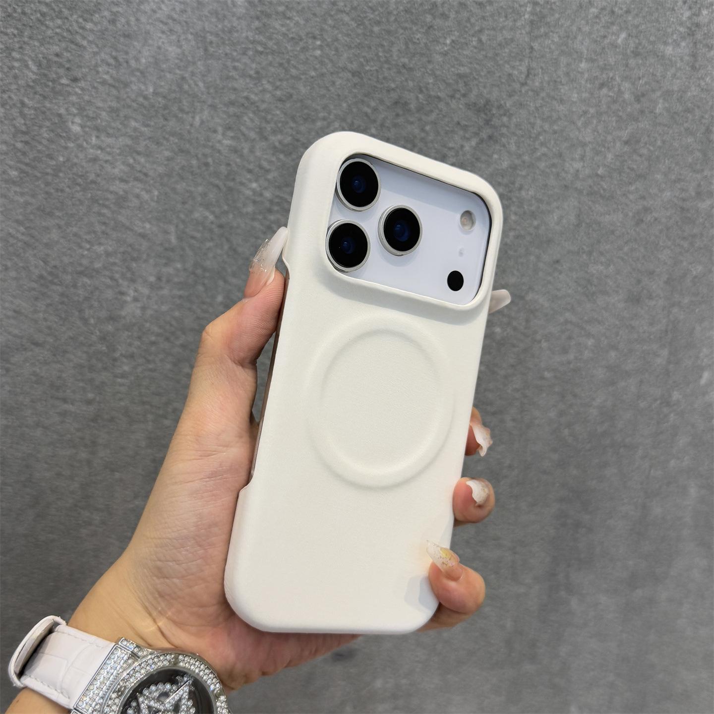 

Retro Suede Magnetic iPhone 17 Pro Max Case - Skin-Feel Hard Shell Protective Cover iPhone 16 Pro Max белый