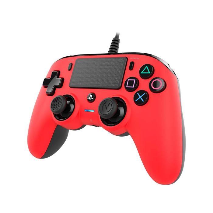 Manette De Jeu - Nacon - Gaming Illuminated Compact Controller - Rouge - Filaire - PS4