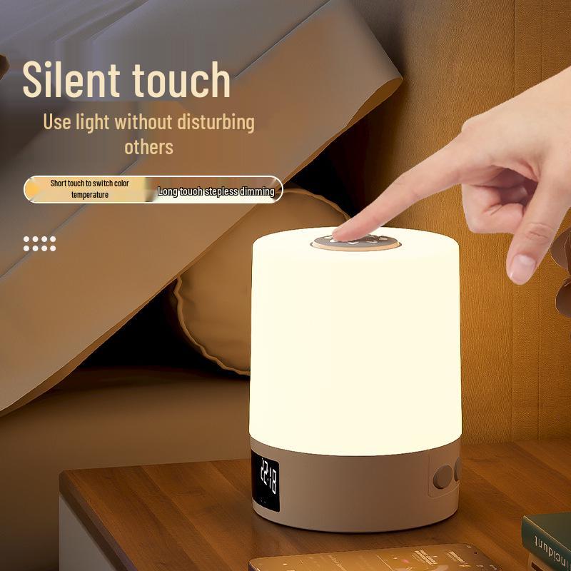 Touch Control Bedside Lamp: Eye-Friendly Night Light with Clock & Remote for Baby Feeding and Sleep