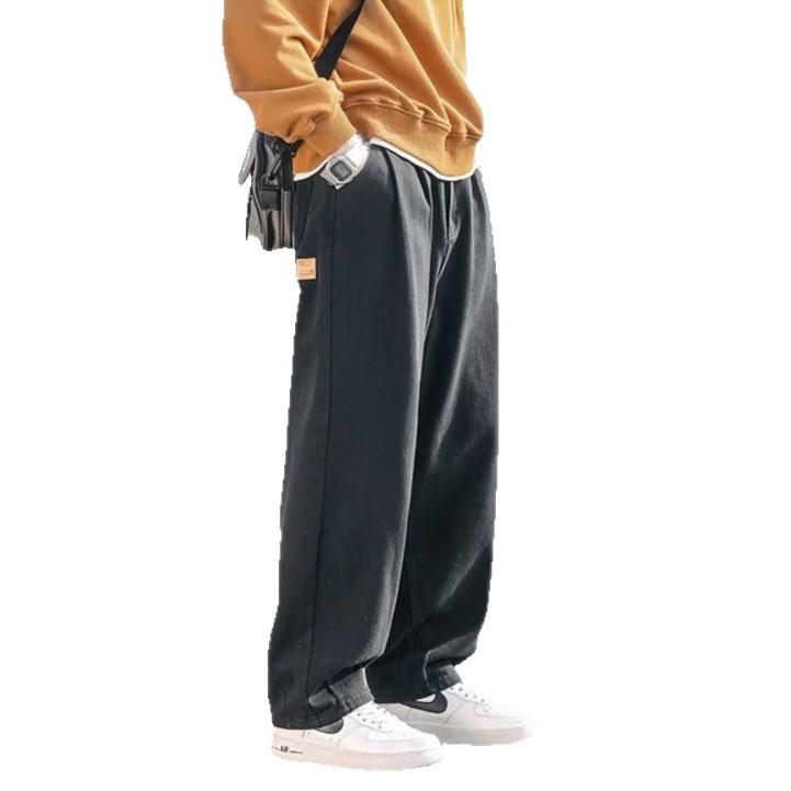 Men's casual pants straight loose overalls spring and autumn men's solid color popular trendy brand sports casual pants