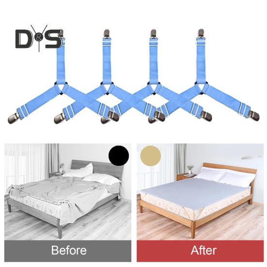 4Pcs Triangle Bed Sheet Straps Adjustable Design Simple Installation Non Slip Fitted Sheet Straps Bed Sheet Clips