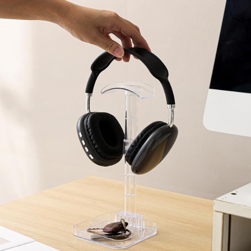 1Pc Headphone Stand With Base Universal Headphone Stand Hanger Transparent Headset Storage Rack Multi-Function Detachable Stand