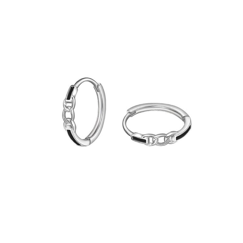 Men's Single Black Chain Hoop Earring with Cold Luxury Design
