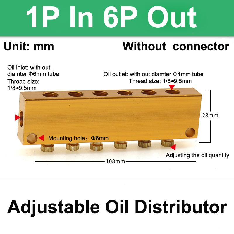 Aluminum 2/3/4/5/6/7/8/10/11/12 Way Adjust Lube Oil Piston Distributor Value Manifold Block 6mm Inlet 4mm Outlet for Lubrication