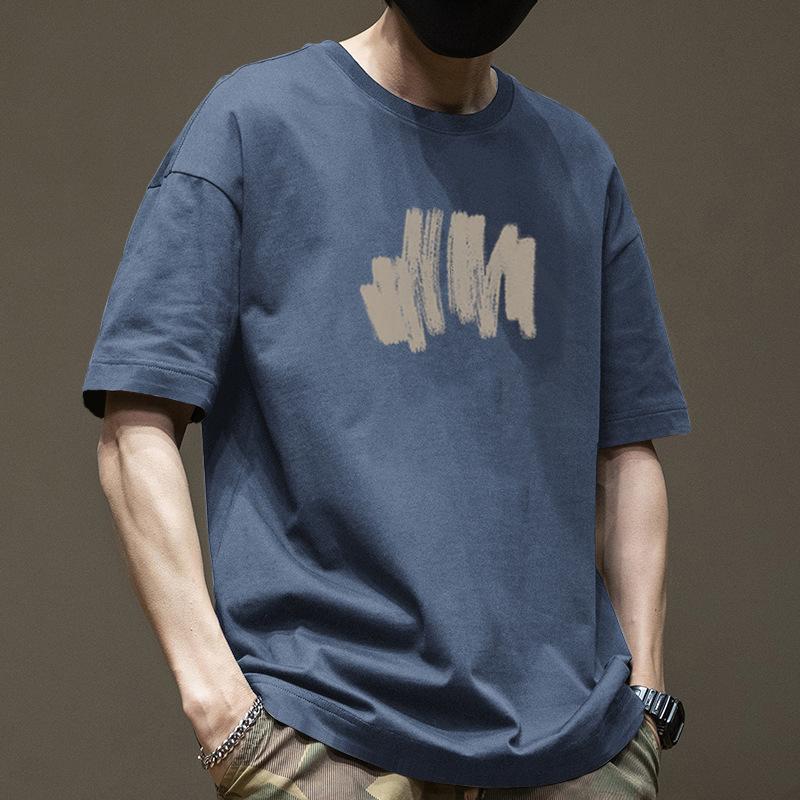 

American Retro 100% Pure Cotton Short Sleeved T-shirt Men s Summer Hong Kong Style Handsome Loose 3XL