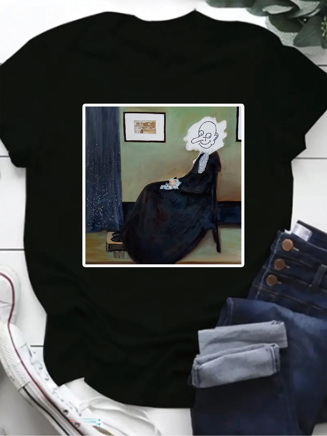 Whistler S Mother (Beanie) Fun Graphic T-Shirt Men And Women - Black Artistic Beanie Print Crew Neck T-Shirt XXXXL