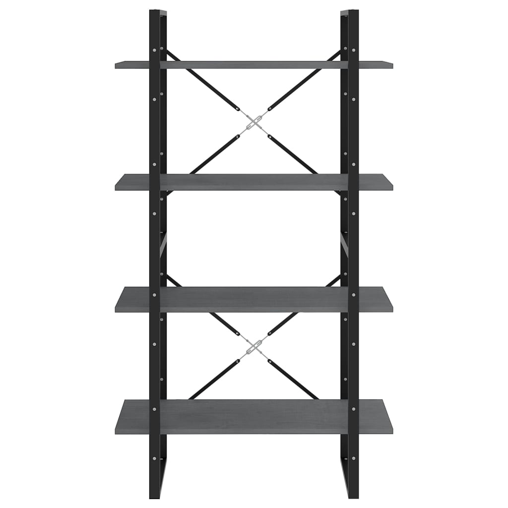 Bookshelf 4 Shelves Grey 80 x 30 x 140 cm Solid Pine Wood
