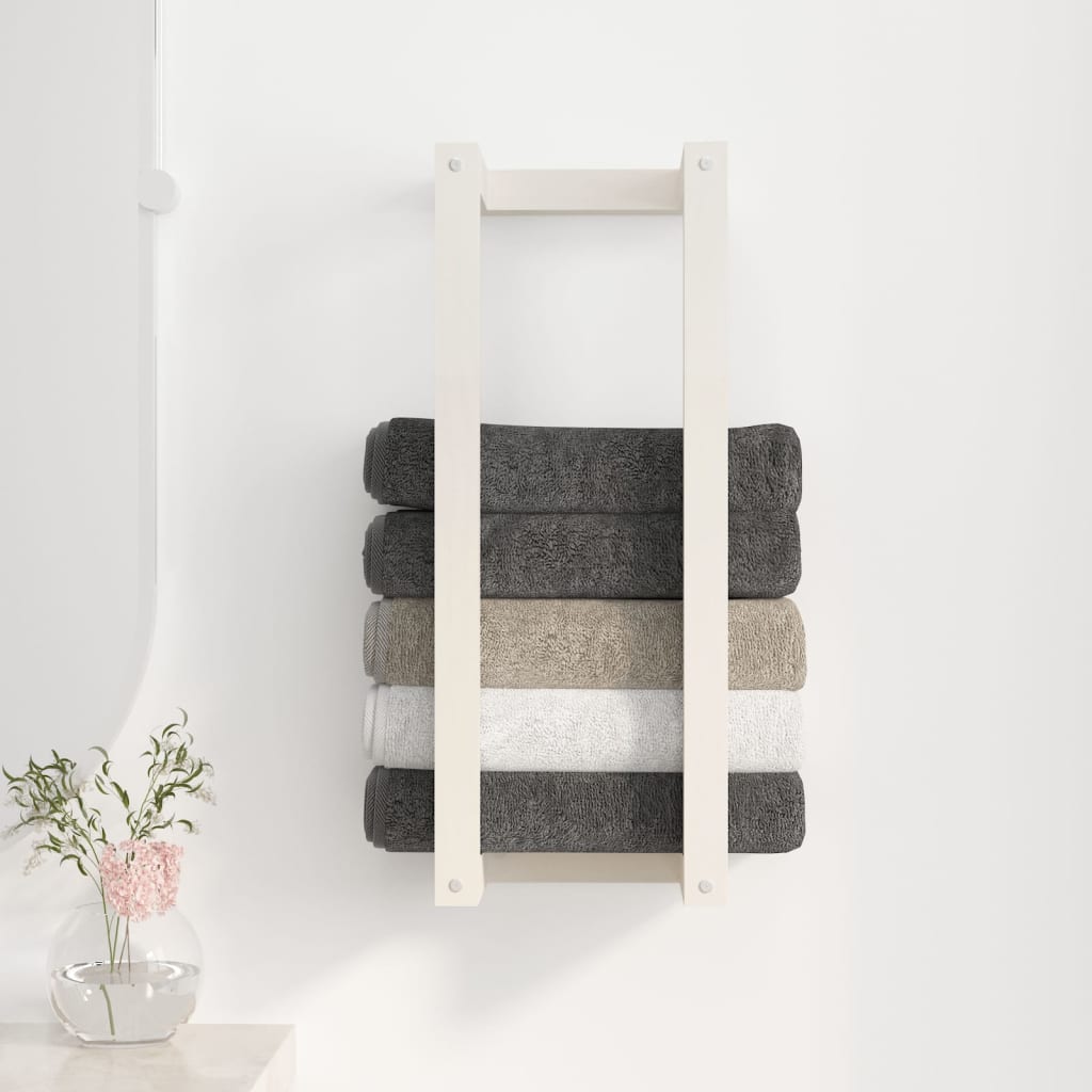 Wall-mounted bathroom towel rack for bathroom, kitchen, hotel - easy to install, solid pine wood with free installation 23 x 18 x 60 cm