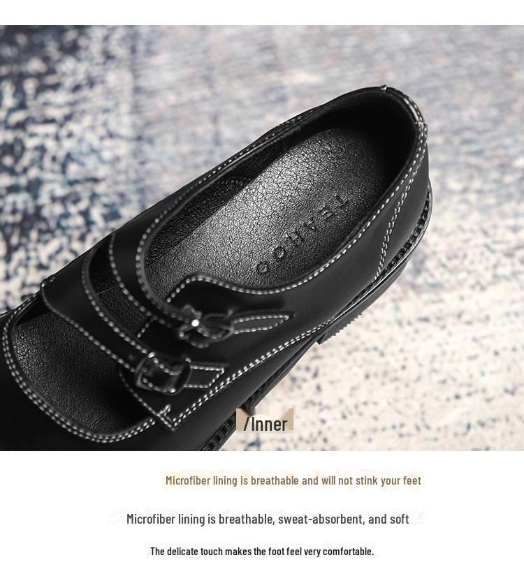 Chunky Heel Mary Jane Shoes - Autumn/Winter College Style, Round Toe, Medium Heel, Retro Leather