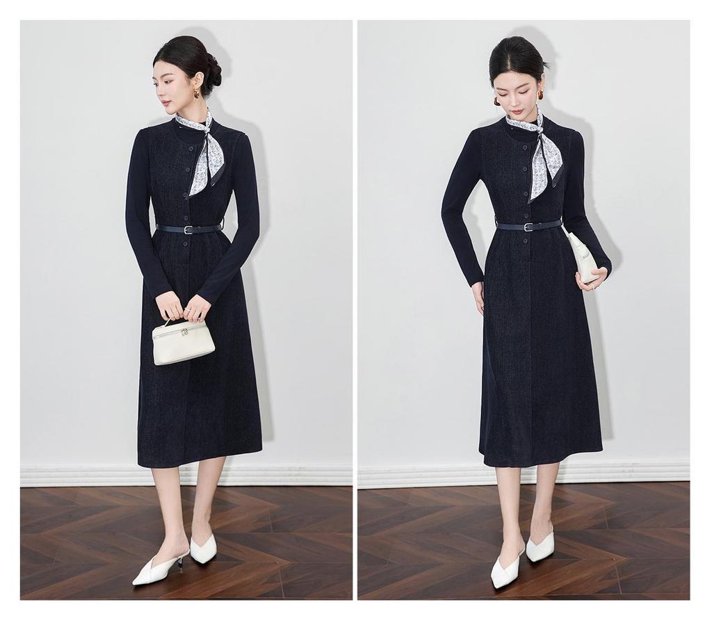 French Solid Color Inner Layer Base Shirt & Chenille Vest Dress Two-Piece Set