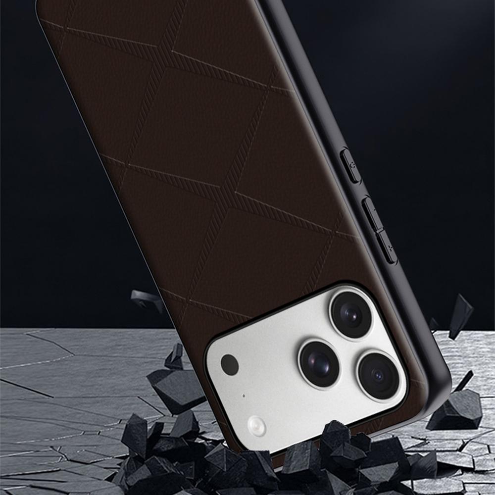 For iPhone 17 Pro Case X-Patterned TPU PU Leather PC Anti-Drop Phone Cover