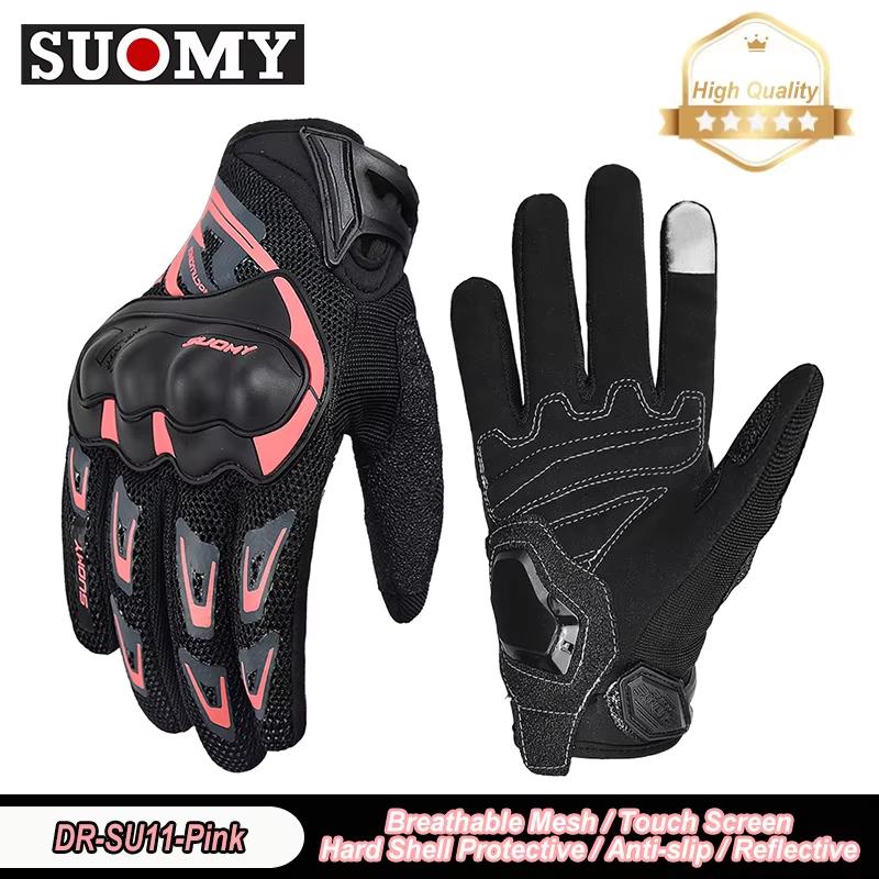 SUOMY Summer Motorcycle Gloves Breathable Mesh Motorbike Gloves Touch Screen Full Finger Motocross Gloves Moto Cycling Gloves