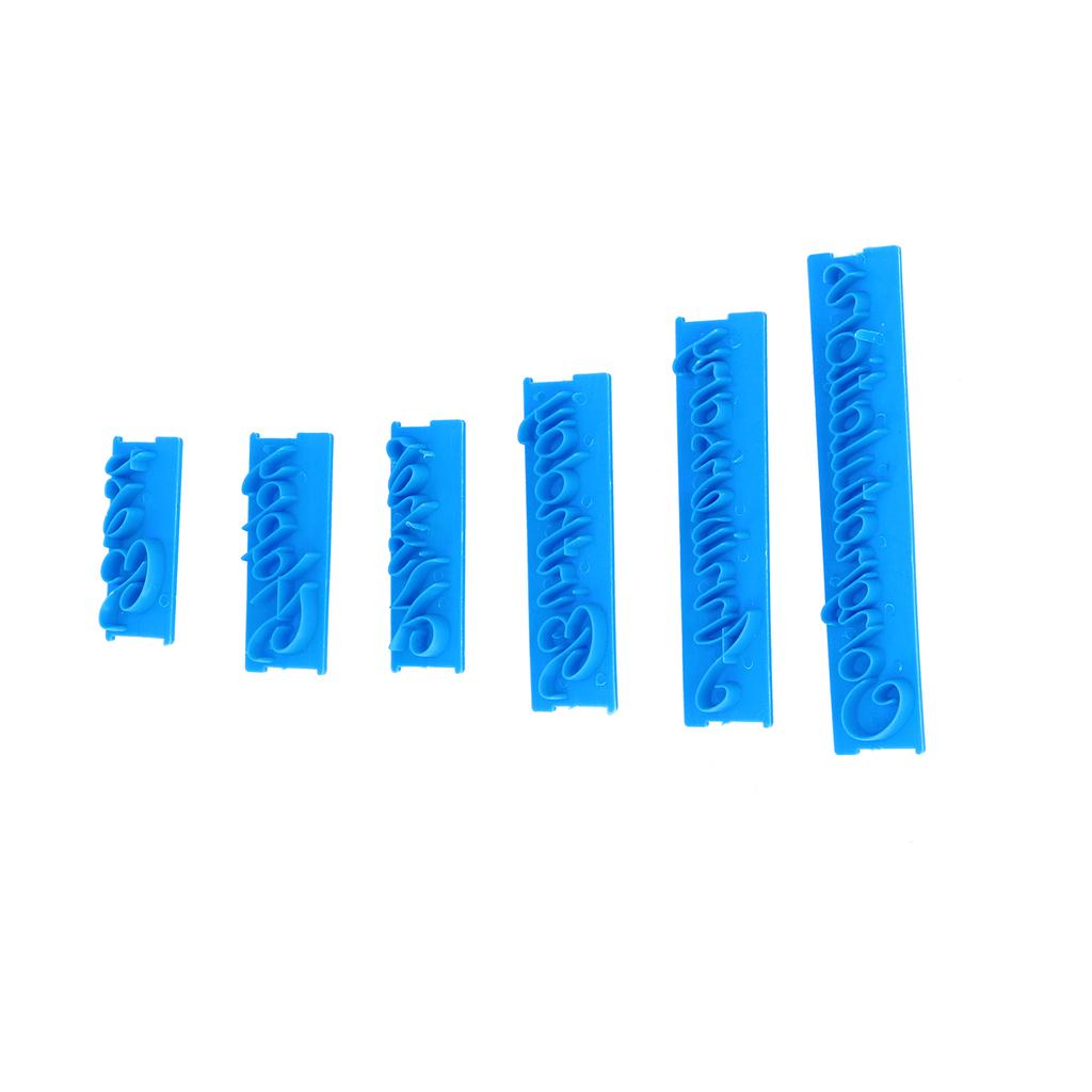 6Pcs Words Cake Mold DIY Handwritten Letter Printed Stamp Mould Bakery Supplies Blue