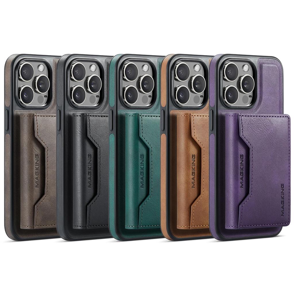 2 In 1 Detachable Magnetic Cards Solt Wallet Leather Case For iPhone 16 Pro Max 15 Plus 14 13 12 For Magsafe Wireless Charging