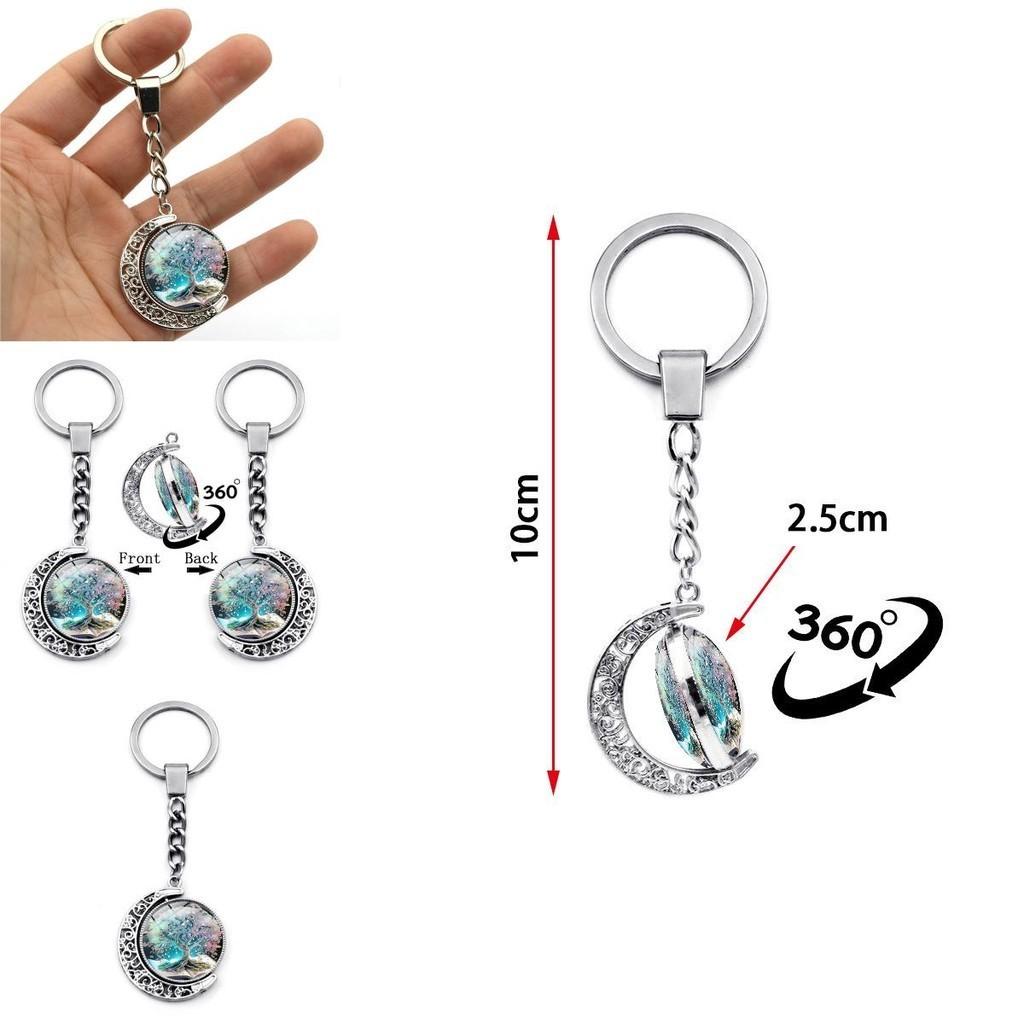 Distinctive Keychain Of With Doublesided Rotating Moon Charm