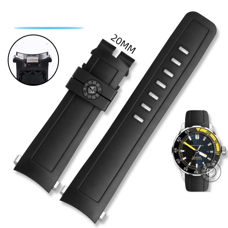 

High Quality Fluoro Rubber Silicone Watch band Waterproof Black Watch Strap 22mm for IWC Aquatimer Family IW3768/3290/3568/3767 22mm
