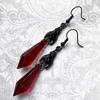 Gothic Bat Earrings with Red Black Teardrop Beads Earrings For Bat Lover Women Girls Party Halloween Jewelry Gothic Gift
