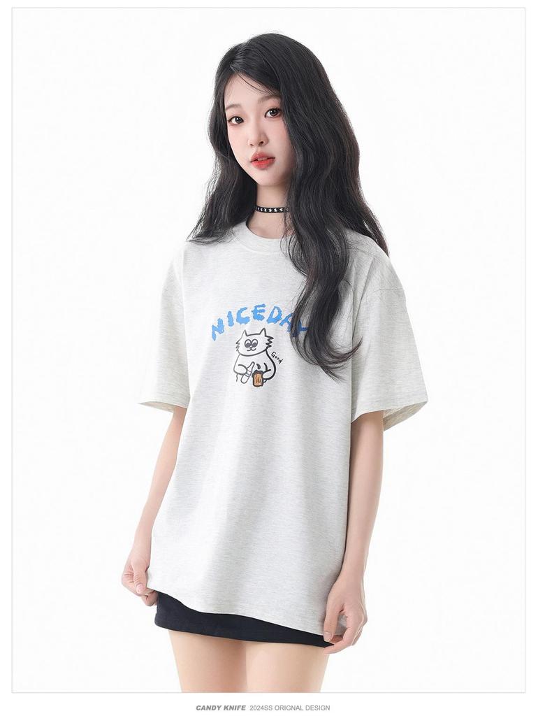 Japanese Cartoon Print Unisex Short Sleeve Crew Neck T-Shirt
