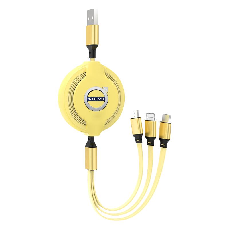1Pcs Car Mounted Telescopic Three In One Mobile Phone Charger For Volvo XC60 XC90 S60 S80 S40 V40 V60 V70 V50 XC70