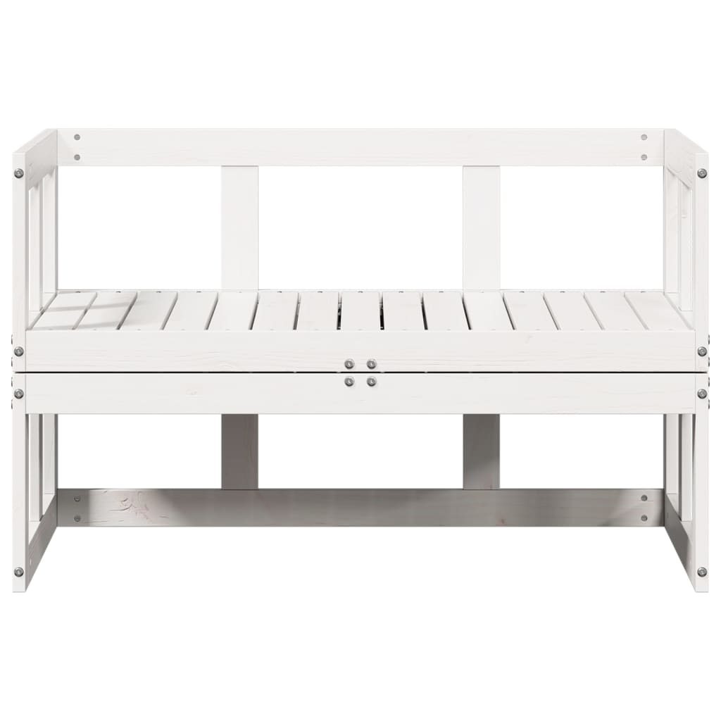 2 In 1 Extendable Garden Sofa White Solid Pine Wood