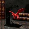 Stabiler Eisen Buchstütze Magisch Schwebender Drache Bücherregal Lampe, Warmes LED Nachtlicht, Fantasy Magie Statue Dekor LeseEcke Dekor, Einzigartiges Geschenk für