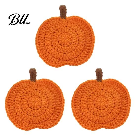 Manteles Individuales para Mesa de Café Hechos a Mano de Ganchillo Posavasos de Calabaza, Manteles Suaves de Poliéster, Posavasos Decorativos de Otoño, Accesorios de Comedor Rústicos con Temática de Otoño