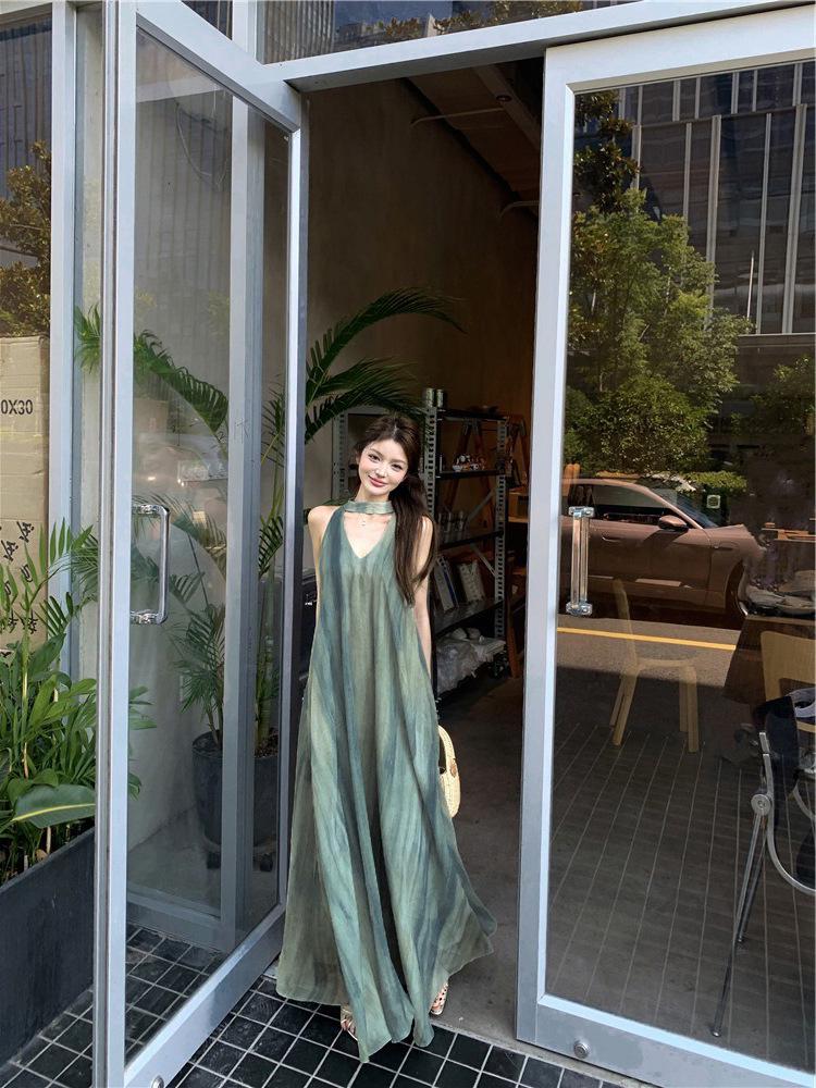 2026 French Yellow Spaghetti Strap Sleeveless Dress for Women - Summer Beach Fairy Long Dress