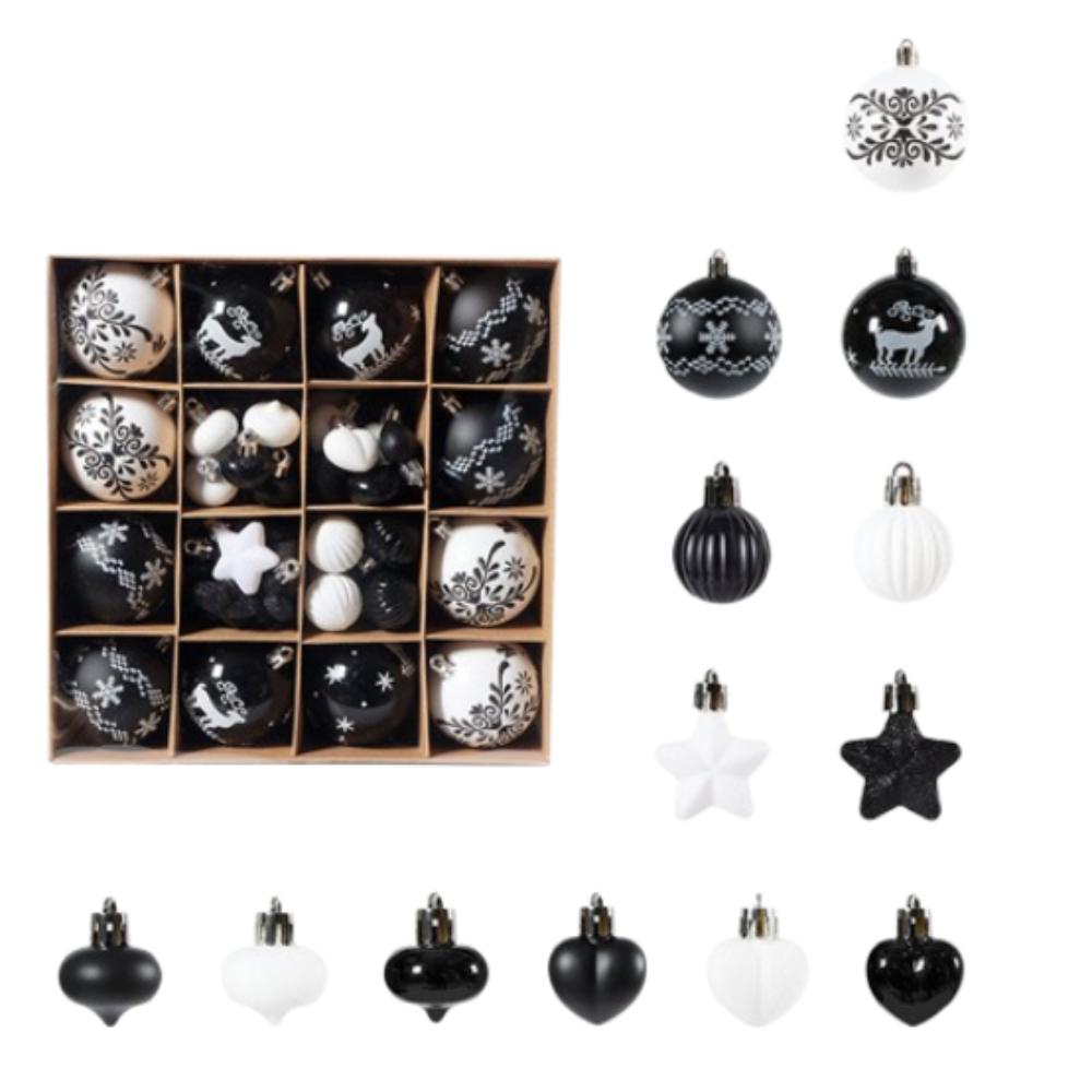 

52 шт. Набор мультяшных гальванических шаров DIY Веселый рождественский декор Счастливого Нового года украшения чёрный