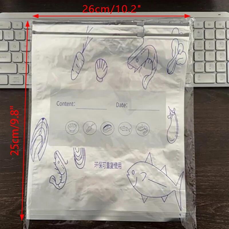 10Pcs/Set Aluminum Foil fresh-keeping Bag Sealed Antibacterial Refrigerator Food Freezing Storage Bag Zipper Seal