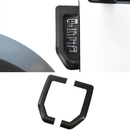 Fender Emblems Trim Compatible with Ford F250 F350 F450 2015 2016 2017 2018 2019 2020 Fender Vents Side Vent Cover Black Carbon Fiber Look Badges