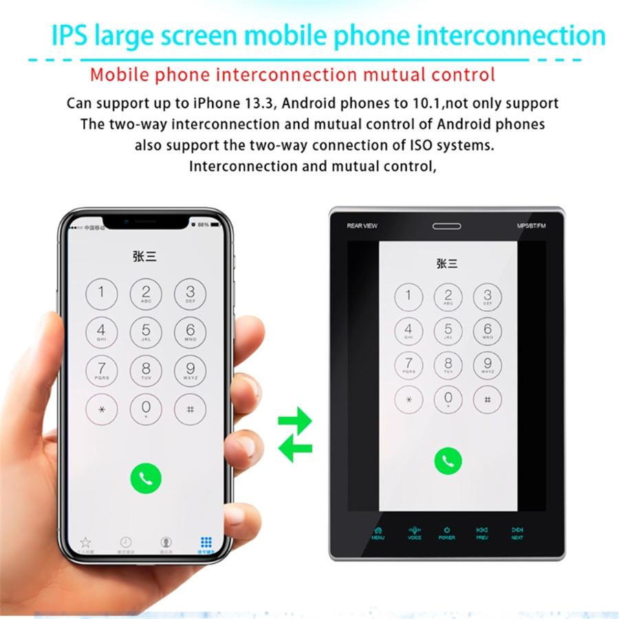 9.5" IPS Touch Screen Car Bluetooth Media Music Player FM Support Multi Language