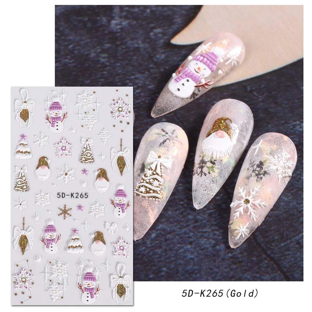 Manicure Ornaments Christmas Nail Stickers Nail Accessories Christmas Nail Decals 5D Relief   Lady