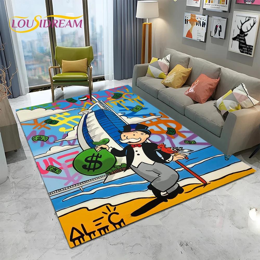 Retro Games Dollar Monopoly Cartoon Carpet Rug for Home Living Room Bedroom Sofa Doormat Decor,kids Area Rug Non-slip Floor Mat